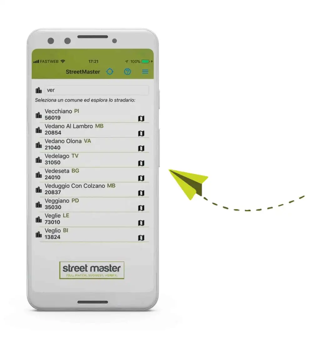 Schermata Verifica indirizzo app