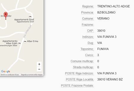 Schermata Verifica indirizzo